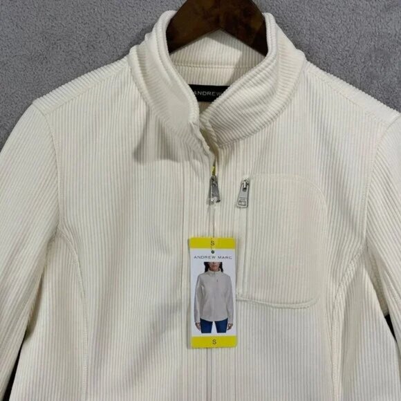 NWT Andrew Marc Womens S White Full-Zip Ribbed Jacket Polyester Spandex - Picture 7 of 8